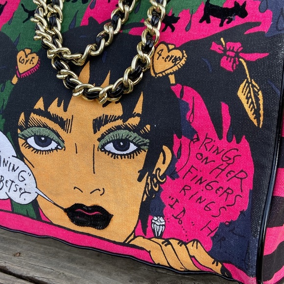 Betsey Johnson Betseyville "It's Raining Get Wet" Tote Bag Purse - Picture 10 of 10